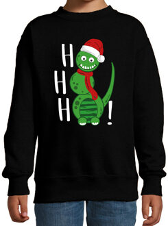 Bellatio Decorations Kersttrui/sweater voor jongens/meisjes - Hohoho - zwart - sneeuwpop dino 3-4 jaar (98/104)