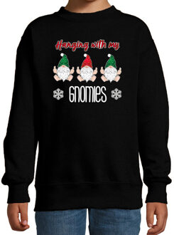 Bellatio Decorations kersttrui/sweater voor kinderen - Kerst kabouter/gnoom - zwart - Gnomies 14-15 jaar (170/176) - ker