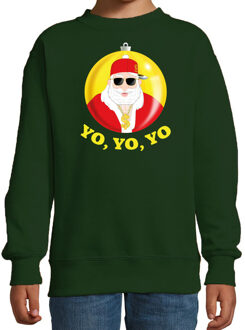 Bellatio Decorations kersttrui/sweater voor kinderen - Kerstman - groen - Yo Yo Yo 12-13 jaar (152/164) - kerst truien k