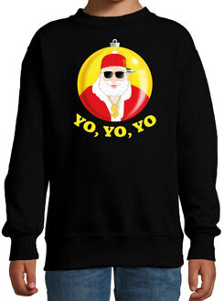 Bellatio Decorations kersttrui/sweater voor kinderen - Kerstman - zwart - Yo Yo Yo 12-13 jaar (152/164) - kerst truien k