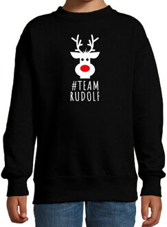 Bellatio Decorations kersttrui/sweater voor kinderen - team Rudolf - zwart 12-13 jaar (152/164) - kerst truien kind