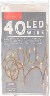 Bellatio Decorations Kerstverlichting jute - warmt wit - op batterij - 220 cm