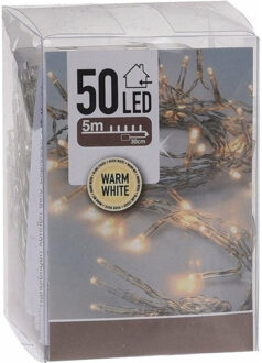 Bellatio Decorations Kerstverlichting op batterij met timer warm wit 50 lampjes - Warm witte kerstlampjes/kerstlichtjes