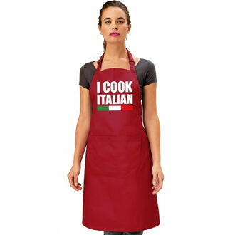 Bellatio Decorations Keuken en BBQ Schort - thema Italie - I cook Italian - rood - Italiaanse vlag - cadeau