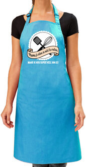 Bellatio Decorations Keukenschort/barbecue schort - niet te vreten - licht blauw - cadeau moederdag Lichtblauw