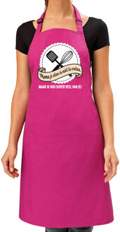 Bellatio Decorations Keukenschort/barbecue schort - niet te vreten - roze - cadeau moederdag - One size