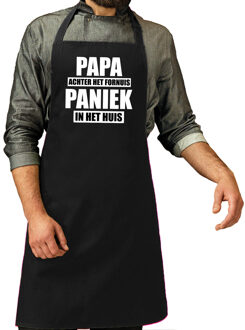 Bellatio Decorations Keukenschort / barbecue schort - Papa achter fornuis paniek - zwart - heren