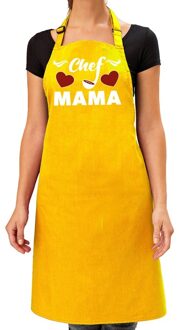 Bellatio Decorations Keukenschort Chef mama - geel - voor dames - Moederdag - bbq schort