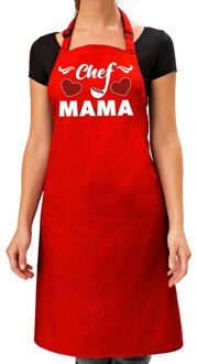 Bellatio Decorations Keukenschort Chef mama - rood - voor dames - Moederdag - bbq schort
