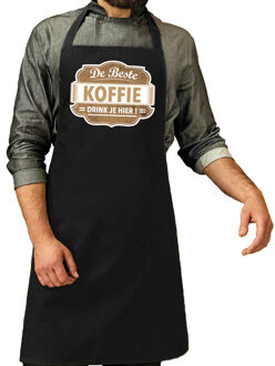 Bellatio Decorations Keukenschort de beste koffie zwart heren - Feestschorten