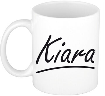 Bellatio Decorations Kiara Naam koffiemok - beker - met sierlijke letters - wit - 300 ml - Cadeau - Dames