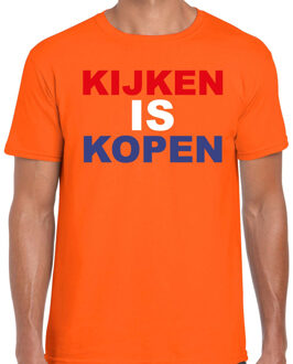 Bellatio Decorations Kijken is kopen t-shirt oranje voor heren - Koningsdag shirts S - Feestshirts