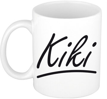 Bellatio Decorations Kiki voornaam kado beker / mok sierlijke letters - gepersonaliseerde mok met naam - Naam mokken Multikleur