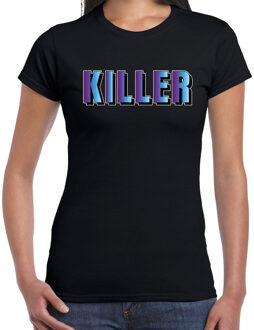 Bellatio Decorations Killer t-shirt zwart met paarse/blauwe letters voor dames 2XL