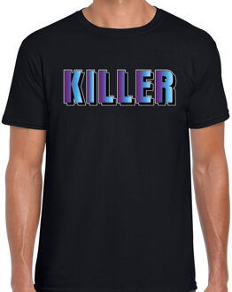 Bellatio Decorations Killer t-shirt zwart met paarse/blauwe letters voor heren 2XL