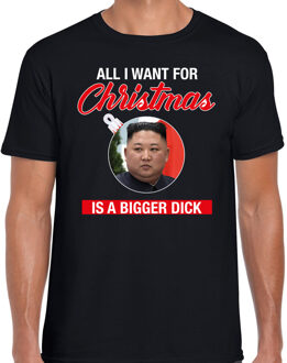 Bellatio Decorations Kim Jong-un All I want for Christmas fout Kerst shirt zwart voor heren