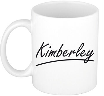 Bellatio Decorations Kimberley Naam koffiemok - beker - met sierlijke letters - wit - 300 ml - Cadeau - Dames