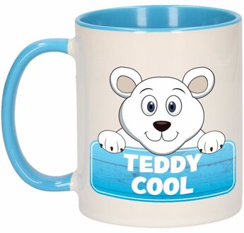 Bellatio Decorations Kinder ijsberen mok / beker Teddy Cool blauw / wit 300 ml Multi