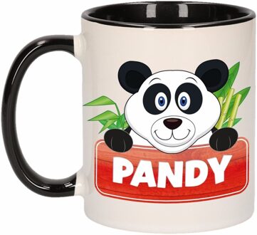 Bellatio Decorations Kinder pandabeer mok / beker Pandy zwart / wit 300 ml