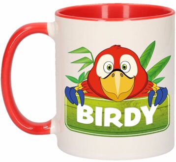 Bellatio Decorations Kinder papegaaien mok / beker Birdy rood / wit 300 ml