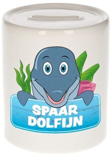 Bellatio Decorations Kinder spaarpot met dolfijnen print 9 cm - Action products