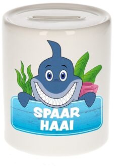 Bellatio Decorations Kinder spaarpot met haaien print 9 cm - Action products