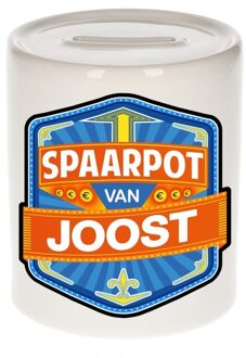 Bellatio Decorations Kinder spaarpot met naam - Joost - keramiek - met dop - wit - Sparen - Spaargeld van Joost