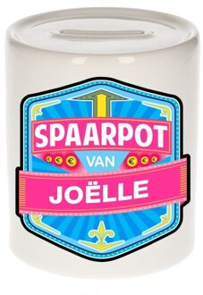 Bellatio Decorations Kinder spaarpot met naam - null - keramiek - met dop - wit - Sparen - Spaargeld van null Multi