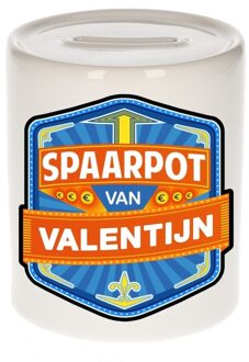 Bellatio Decorations Kinder spaarpot met naam - Valentijn - keramiek - met dop - wit - Sparen - Spaargeld van Valentijn