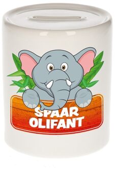 Bellatio Decorations Kinder spaarpot - met olifanten print - H9 cm - dieren spaarpotten - kinderen