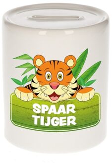 Bellatio Decorations Kinder spaarpot met tijgers print 9 cm - Action products