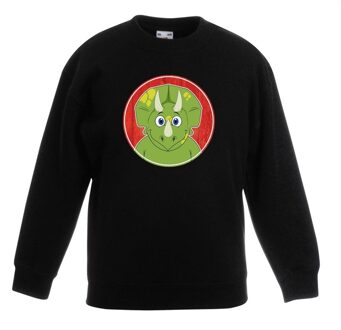 Bellatio Decorations Kinder sweater zwart met vrolijke dinosaurus print - dinosauriers trui 12-13 jaar (152/164)