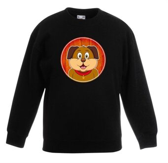 Bellatio Decorations Kinder sweater zwart met vrolijke hond print - honden trui 12-13 jaar (152/164)