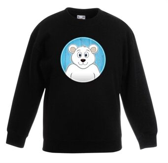 Bellatio Decorations Kinder sweater zwart met vrolijke ijsbeer print - ijsberen trui 12-13 jaar (152/164)