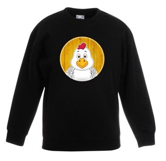 Bellatio Decorations Kinder sweater zwart met vrolijke kip print - kippen trui 7-8 jaar (122/128)