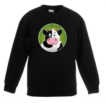 Bellatio Decorations Kinder sweater zwart met vrolijke koe print - koeien trui 12-13 jaar (152/164)