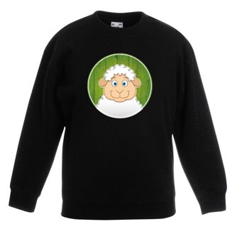 Bellatio Decorations Kinder sweater zwart met vrolijke lammetje print - lammetjes trui 12-13 jaar (152/164)