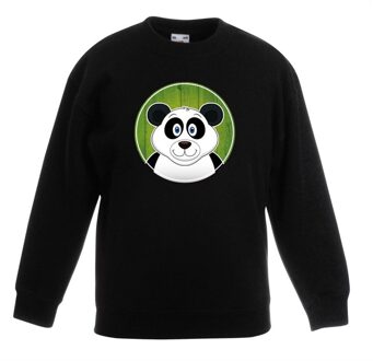 Bellatio Decorations Kinder sweater zwart met vrolijke panda print - pandas trui 12-13 jaar (152/164)