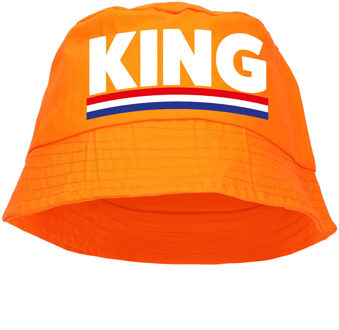 Bellatio Decorations King bucket hat / zonnehoedje oranje voor Koningsdag/ EK/ WK