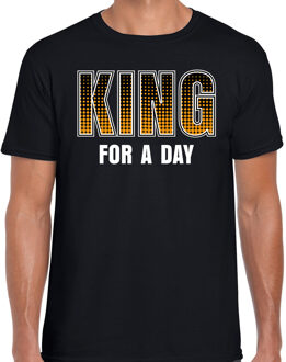 Bellatio Decorations King for a day / Koning voor een dag / Koningsdag t-shirt / shirt zwart voor heren - Kingsday shirt / kleding / outfit S