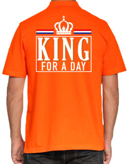 Bellatio Decorations King for a day polo shirt oranje voor heren - Koningsdag polo shirts 2XL - Feestshirts