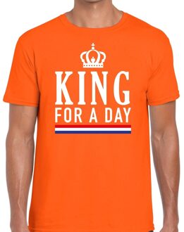 Bellatio Decorations King for a day t-shirt oranje heren L - Feestshirts