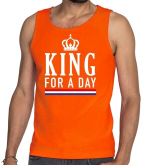 Bellatio Decorations King for a day tanktop / mouwloos shirt oranje heren 2XL - Feestshirts