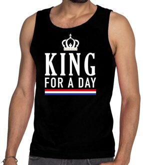 Bellatio Decorations King for a day tanktop / mouwloos shirt zwart heren 2XL - Feestshirts