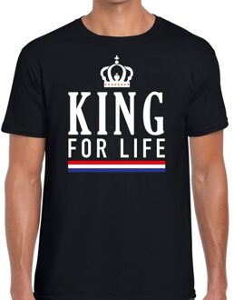 Bellatio Decorations King for life t-shirt zwart heren 2XL - Feestshirts