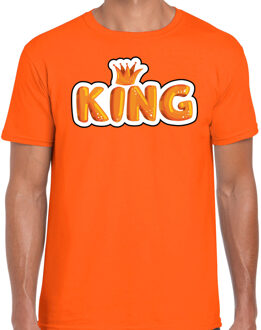 Bellatio Decorations King in cartoon letters t-shirt oranje voor heren - Koningsdag shirts 2XL