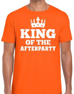 Bellatio Decorations King of the afterparty shirt oranje met kroontje heren 2XL - Feestshirts