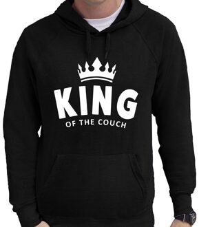 Bellatio Decorations King of the couch fun tekst bankhanger hoodie voor heren zwart 2XL