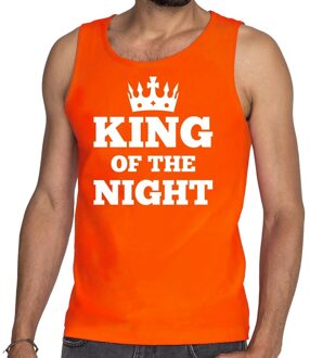 Bellatio Decorations King of the night mouwloos shirt / tanktop oranje heren 2XL - Feestshirts