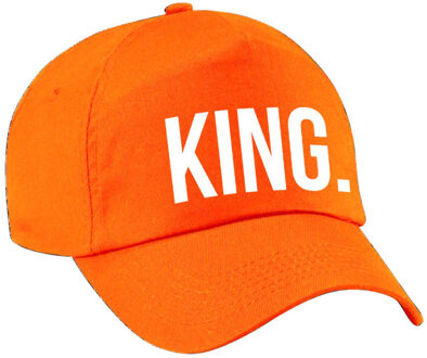 Bellatio Decorations King pet / cap oranje met witte bedrukking voor jongens